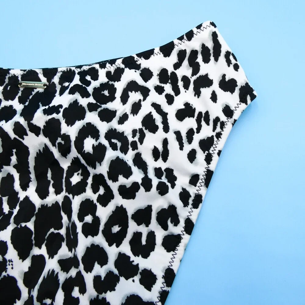 Victorias Secret Medium White Snow Leopard Print Brazilian Bikini Bottom Swim VS